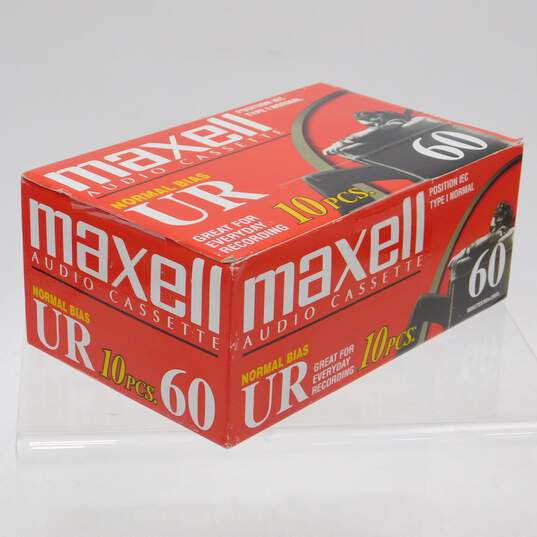 Lot of 10 New Sealed MAXELL UR 60 Minute Blank AUDIO CASSETTE TAPES Normal Bias image number 1