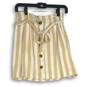Hollister Womens Tan White Striped Button Front Belted Short A-Line Skirt XS image number 1