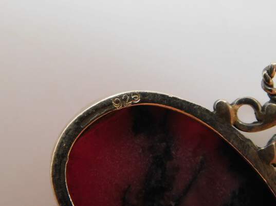 Artisan 925 Rhodonite Teardrop Scrolled Pendant Necklace Amethyst Drop Earrings Agate Beaded Bracelet & Imperial Jasper Ring 29.4g image number 8