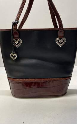Brighton Leather Caroline Bucket Bag Black Brown