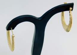 14k Yellow Gold Twisted Puffy Hoop Earrings 2.1g
