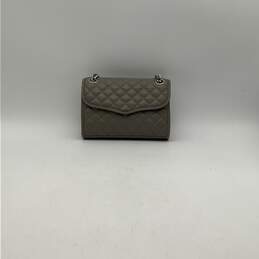 Womens Gray Silver Quilted Inner Pocket Chain Strap Crossbody Bag