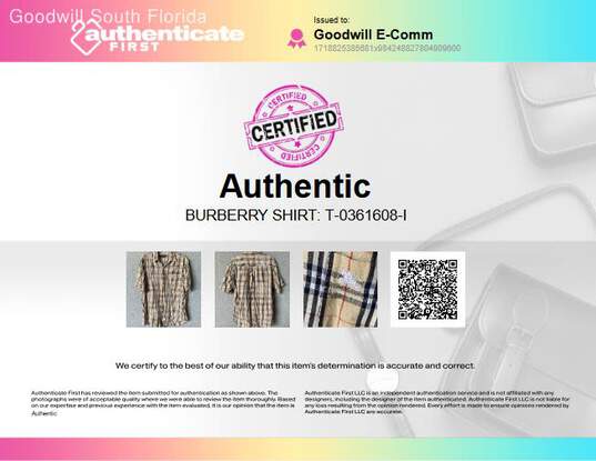 Authentic Burberry Mens Khaki Multicolor Plaid Print Shirt Size L image number 2