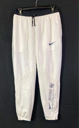 Nike Dri-Fit Mens White Blue Ribbon Sports Drawstring Track Pants Size Small