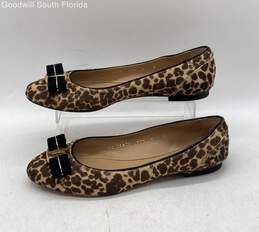 Authentic Salvatore Ferragamo Womens Brown Animal Print Flat Shoes Size 8M