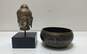 2 Metal Crafted Meditation Tranquility Home Décor. Singing Bowl & Buddha Bust image number 1