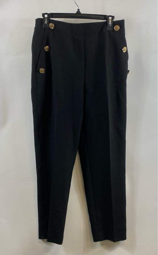 NWT Zara Womens Black Pockets Flat Front Straight Leg Trouser Pants Size Medium image number 1