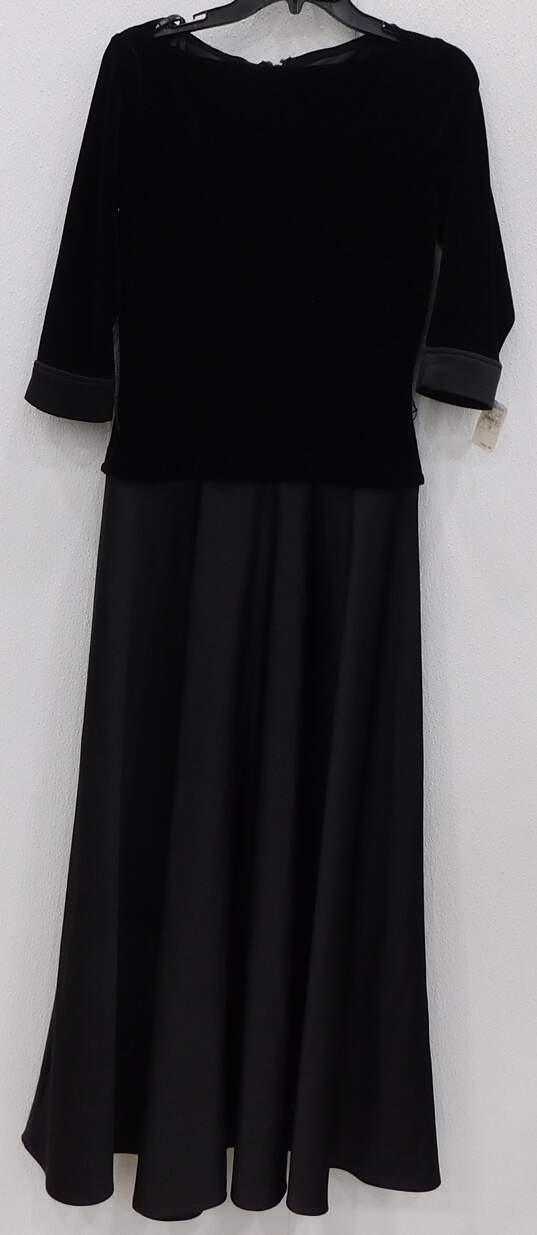 Tadashi Neiman Marcus Black Velvet Midi Dress Women Size 10 image number 2