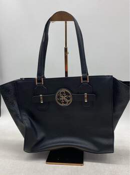 Guess Women's Black Tote Bag with Silver Logo Emblem