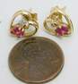 14k Yellow Gold Ruby & Diamond Accent Open Heart Post Back Earrings 2.3g image number 6