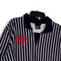 Mens Blue White Drill Striped Long Sleeve Collared Pullover Sweatshirt Sz L image number 4