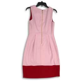 Kate Spade Womens Pink Red Round Neck Sleeveless Back Zip Sheath Dress Size 4 alternative image