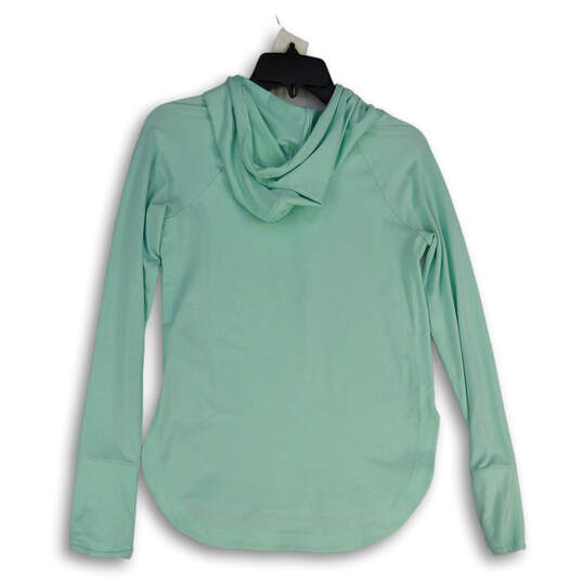 Womens Green Long Sleeve Hi-Low Hem Drawstring Pullover Hoodie Size XXS image number 2