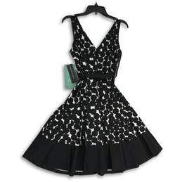 NWT Jones Wear Womens Black White Polka Dot V-Neck Fit & Flare Dress Size 6 alternative image