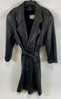 Martini Womens Black Leather Long Sleeve Collared Long Trench Coat Size Medium image number 1