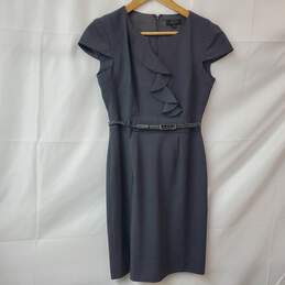 TAHARI Arthur S. Levine Sleeveless Charcoal Gray Belted Midi Dress Women's 4P