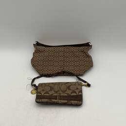 Coach Womens Brown Monogram Bag Charm Small Purse W/ Wristlet Wallet alternative image