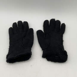 Womens Black Comfortable Winter Cuff Shearling Gloves Set Size Large