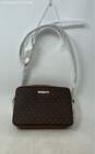 Michael Kors Womens Brown Monogram Leather Shoulder Bag With Tags image number 1