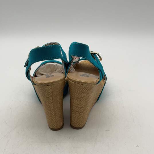Arizona Womens AZ EMMA 038-6007 Blue Tan Wedges Heel Strappy Sandal Sz 8 image number 5