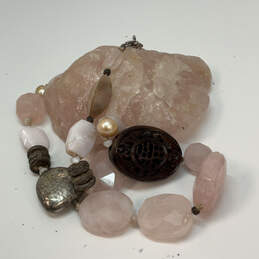 Designer Silpada Sterling Silver Pink Rose Quartz Stone Beaded Necklace