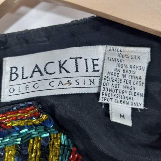 Oleg Cassini Black Tie Women's Silk Multicolor Sequin Beaded Jacket Size M image number 3