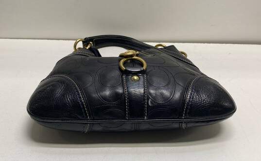 Coach Monogram Signature Leather Shoulder Bag Black image number 3