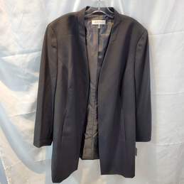Vintage Kasper ASL Black Blazer / Trending 80s Black Blazer / Kasper 80s  Long Black Shawl Collar Blazer / Sz 14 / Designer Black Blazer 