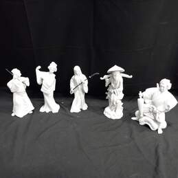 Bundle of 5 Assorted Vintage White Ceramic Japanese Figurines