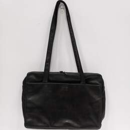 Perlina Black Leather Laptop Bag