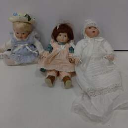 Bundle of 3 Assorted Vintage Baby & Girl Porcelain Dolls