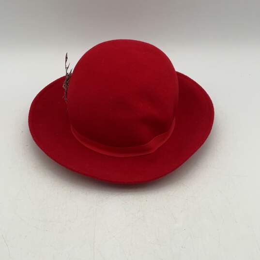 Fabini New York Bollman Womens Red Wool Wide Round Brim Bucket Hat image number 3