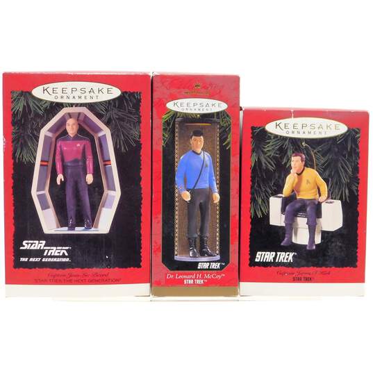 Hallmark Keepsake Star Trek Ornament Lot of 3 Dr McCoy Captain Kirk & Jean IOB image number 1