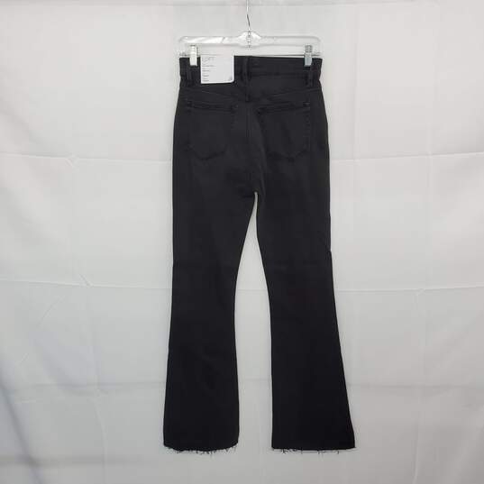 LOFT Washed Out Black High Rise Raw Hem Slim Flare Jeans WM Size 25 NWT image number 2