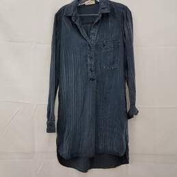 Bella Dahl Navy Acid Wash 1/2 Button Up Dress Size Small