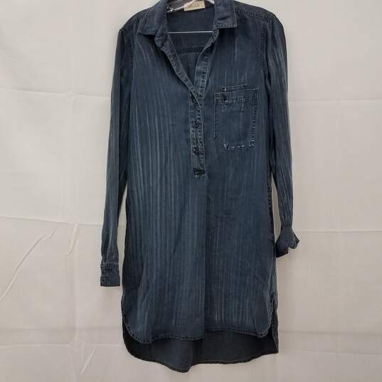 Bella Dahl Navy Acid Wash 1/2 Button Up Dress Size Small image number 1