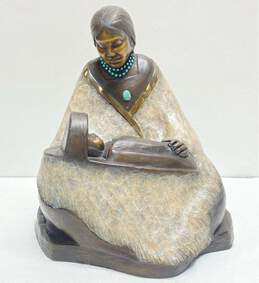 Bronze Statue Limited Ed. Cahuilla Indian 9 inch Female Figure Signed Felicia