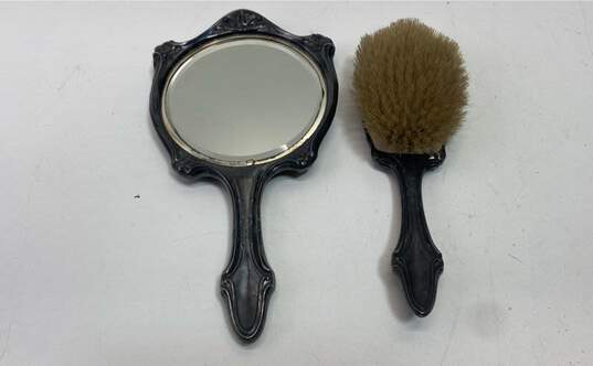 Decorative Vintage Silver Plate Brush, Mirror Vanity Table Top Décor image number 1