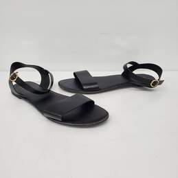 Lulus WM's Black Leather Ankle Strap Flats Size 10