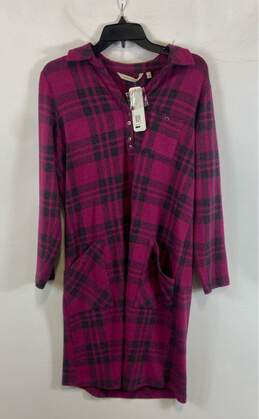 NWT Soft Surrounding Womens Red Violet Paramount Plaid Shirt Dress Size PS