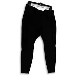 Womens Black Flat Front Elastic Waist Pull-On Ankle Pants Size 16 alternative image