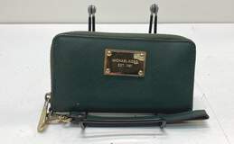 Michael Kors Saffiano Leather Wristlet Wallet Green