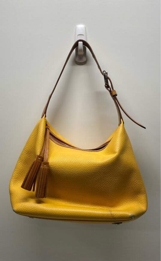 Dooney and Bourke Yellow Leather Zip Tote Bag image number 2