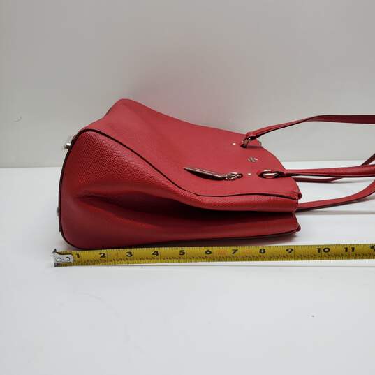 Coach Red Leather Satchel Shoulder Bag image number 4