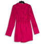 NWT Womens Hot Pink Satin Collared Cuff Detail Long Sleeve Wrap Dress Sz 4 image number 2