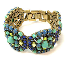 Designer Stella & Dot Gold-Tone Turquoise Blue Rhinestone Bangle Bracelet alternative image