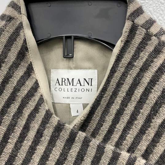 Armani Collezioni Womens Gray Striped Asymmetrical Jacket Shirt Sz 4 With COA image number 4