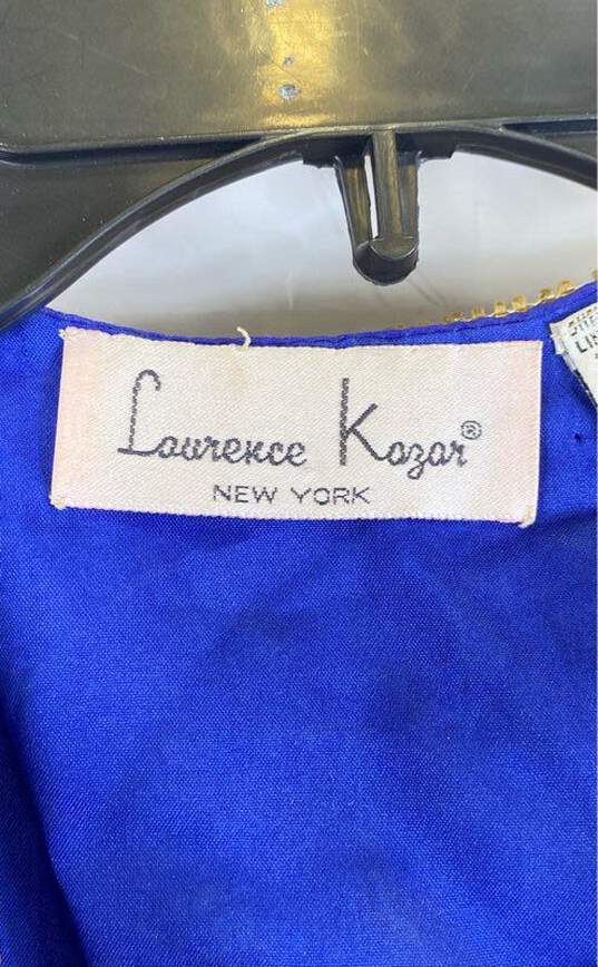 Laurence Kazar Womens Blue Long Sleeve Beaded Sequins Silk Basic Jacket Size M image number 3