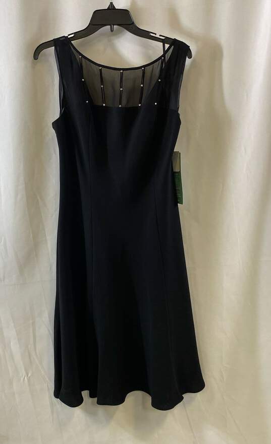 NWT Jones Wear Womens Black Sleeveless Boat Neck Fit & Flare Dress Size 16 image number 1