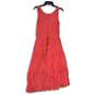 Sonoma Womens Coral Round Neck Tie Waist Long Maxi Dress Size Small image number 1